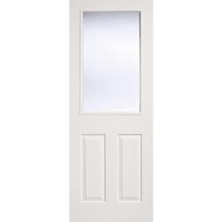 2 Panel 1 Light White Primed Internal Door with Clear Glass - Grained
